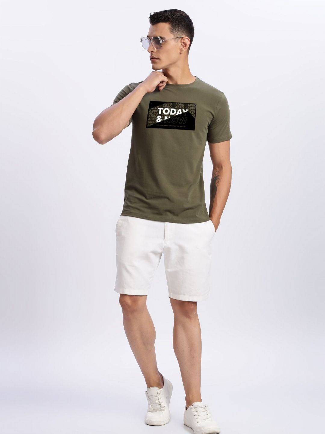 ADRO Typography Printed Round Neck Cotton T-shirt