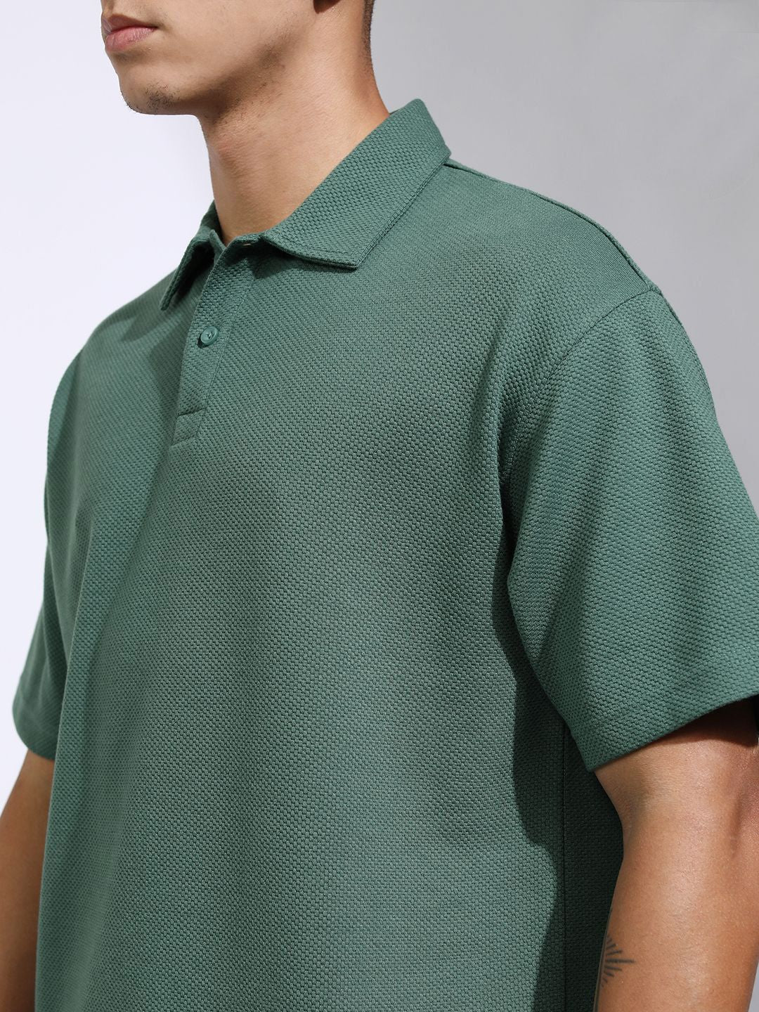 HIGHLANDER Self Design Polo Collar T-Shirt With Shorts
