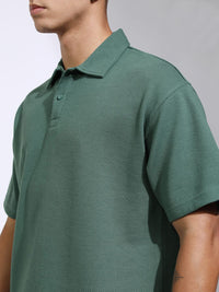 HIGHLANDER Self Design Polo Collar T-Shirt With Shorts
