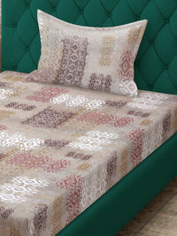 Myntra Elegant Homes Beige 400 TC Pure Cotton Fitted Single Bedsheet Set 2.25 m x 1.5 m
