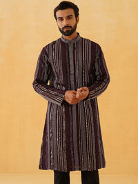 SOJANYA LUXE Men Embroidered Sequinned Georgette Kurta