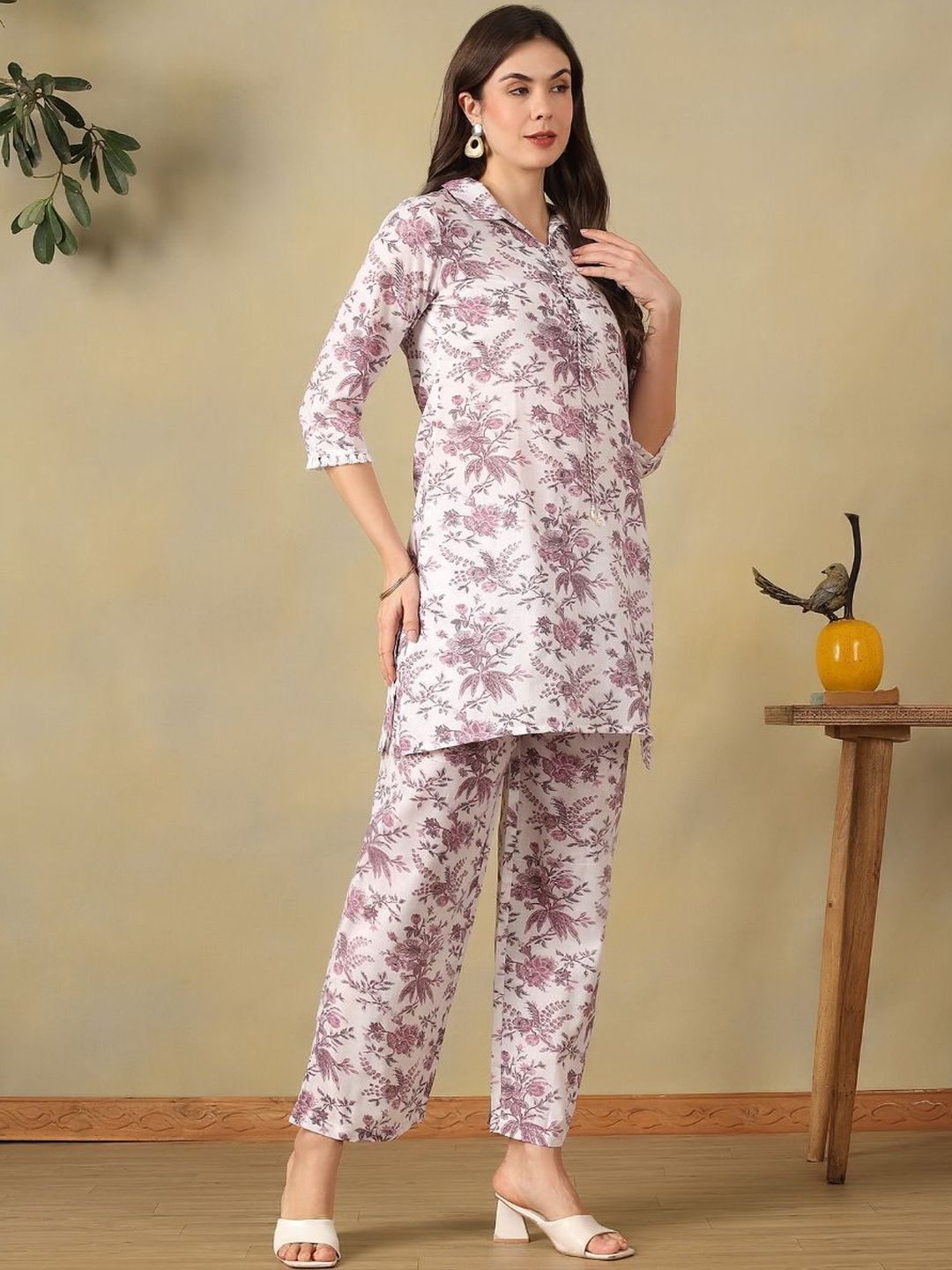 Mamicha Floral Cotton Printed Tunic with Trousers