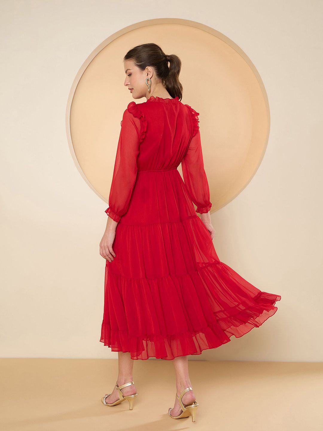 Antheaa Chiffon A-Line Maxi Dress