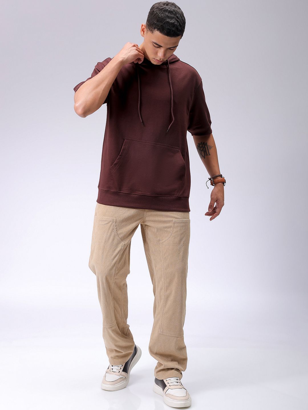 The Indian Garage Co Men Hooded Solid Sweatshirt