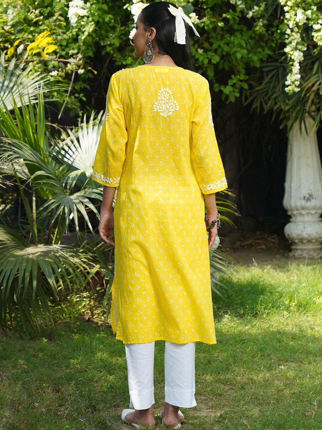 House of Chikankari Women Printed Cotton Chikankari Kurta