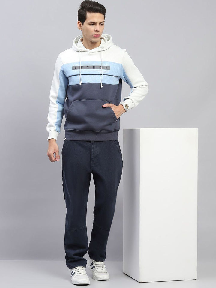 Monte Carlo Men Colourblocked Hooded Cotton Sweatshirt