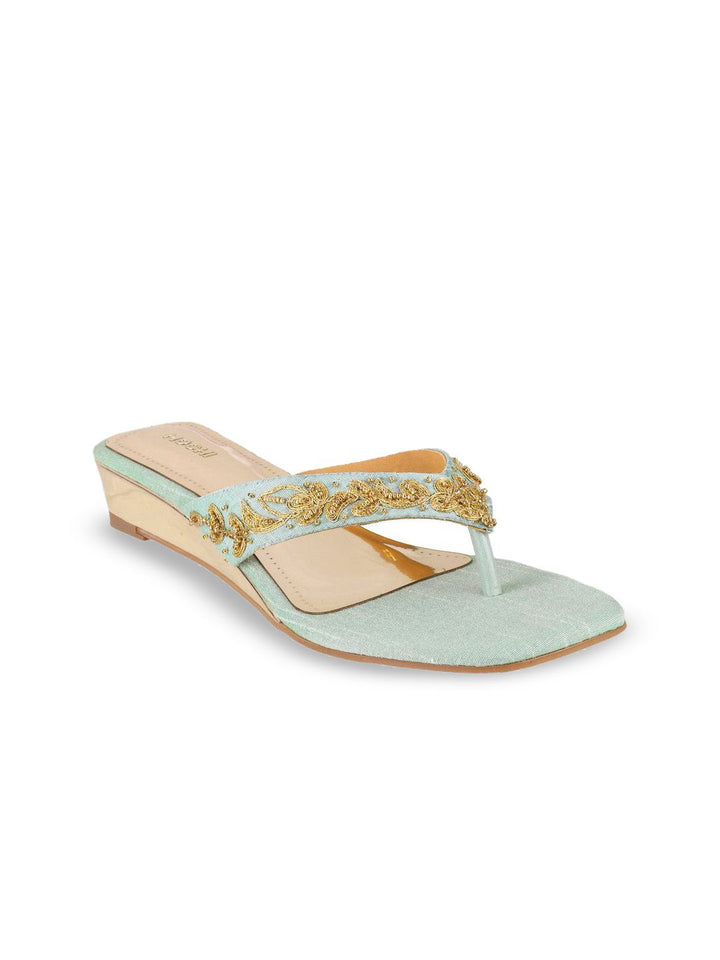Mochi Women Embellished Suede Kitten Gladiators