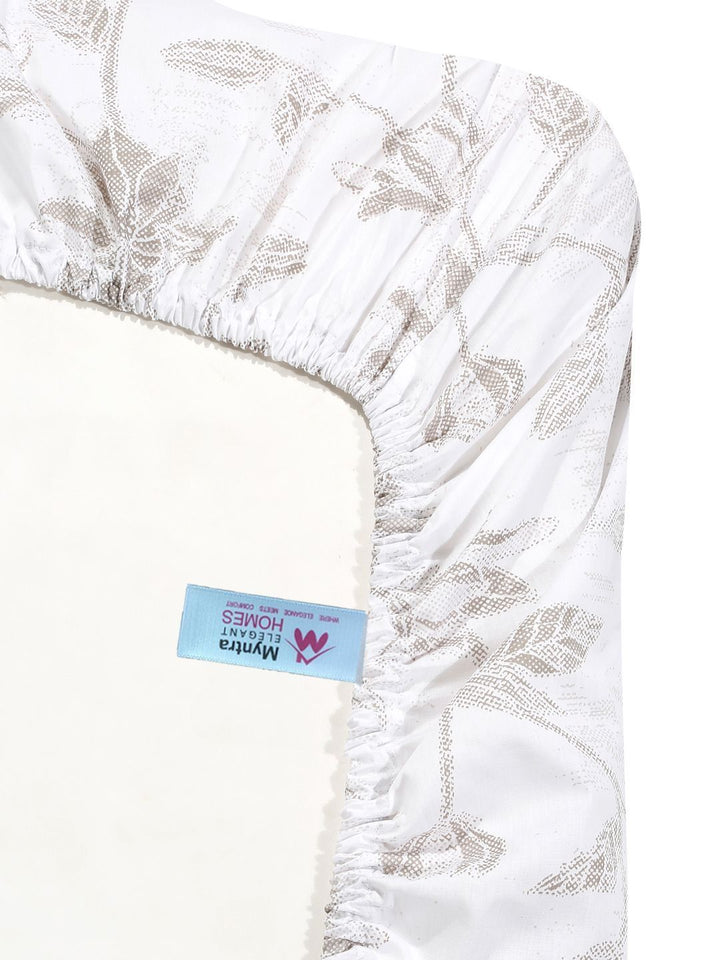 Myntra Elegant Homes White Floral 400 TC Bedsheet with 2 Pillow Covers