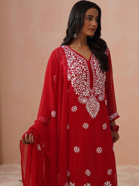 House of Chikankari Women Embroidered Chikankari Georgette Kurta