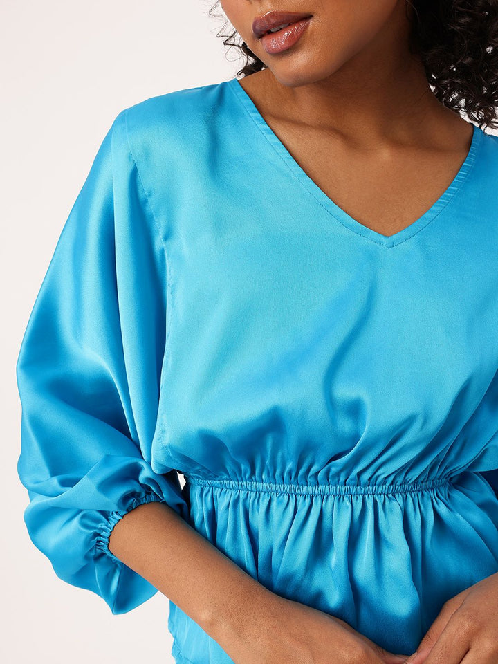 DressBerry Cinched Waistline Wonder Satin Top