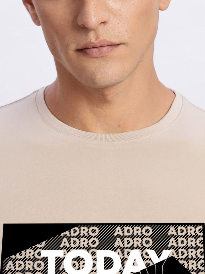 ADRO Typography Printed Round Neck Cotton T-shirt