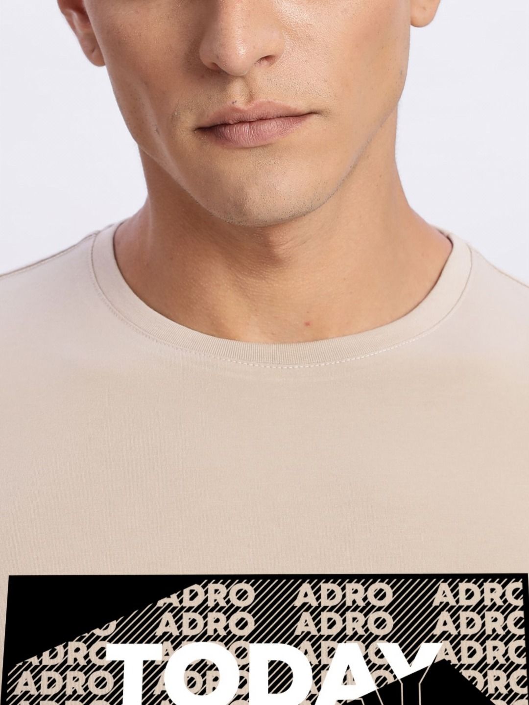 ADRO Typography Printed Round Neck Cotton T-shirt