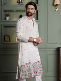 SOJANYA Floral Embroidered Mandarin Collar Thread Work Cotton Silk Straight Republic Day Republic Day Kurta