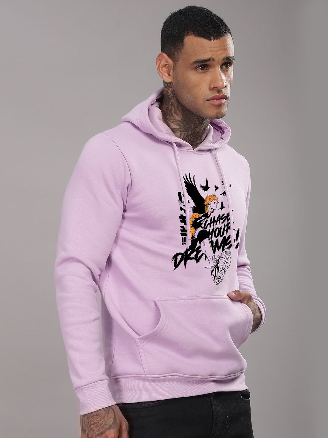 ADRO Men Printed Hooded Sweatshirt