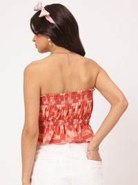 DressBerry Cutesy Chic Dobby Weave Strapless Smocked Top