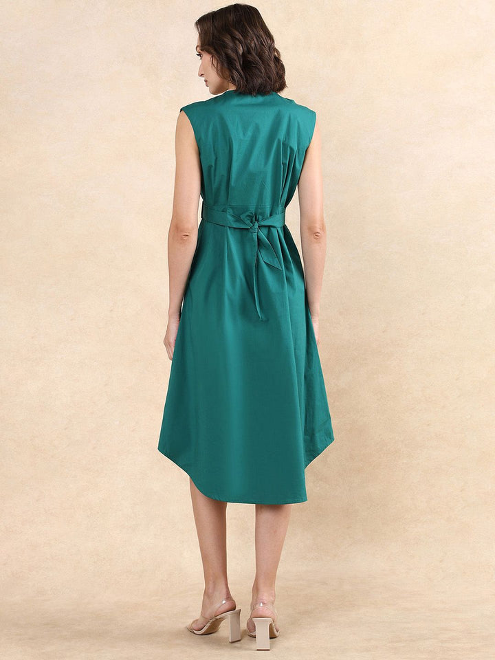 RAREISM Women Round Neck Cotton A-Line Dress