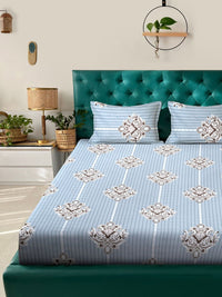 Myntra Elegant Homes Motif Etnik Kelabu 300 TC Set Cadar Double King-2.5mX2.25m