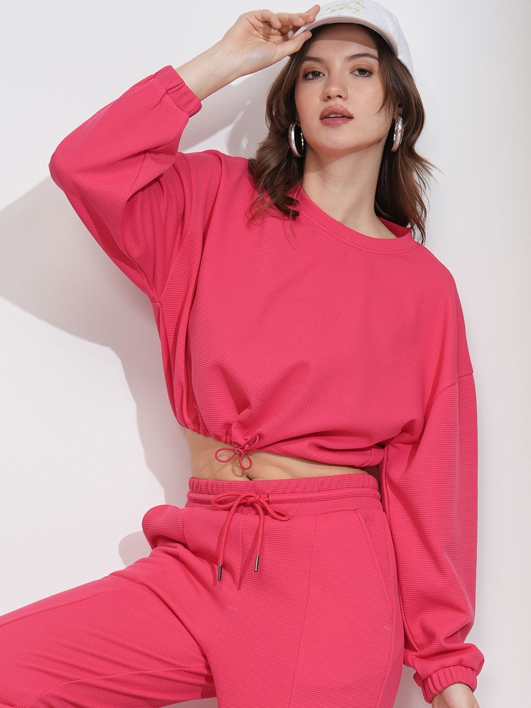 ESPYR By Tokyo Talkies Women Textured Top &  Jogger Co-Ord Set