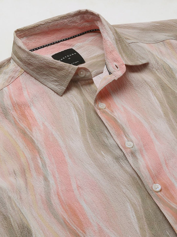 VASTRADO Men Classic Spread Collar Abstract Printed Slim Fit Casual Shirt