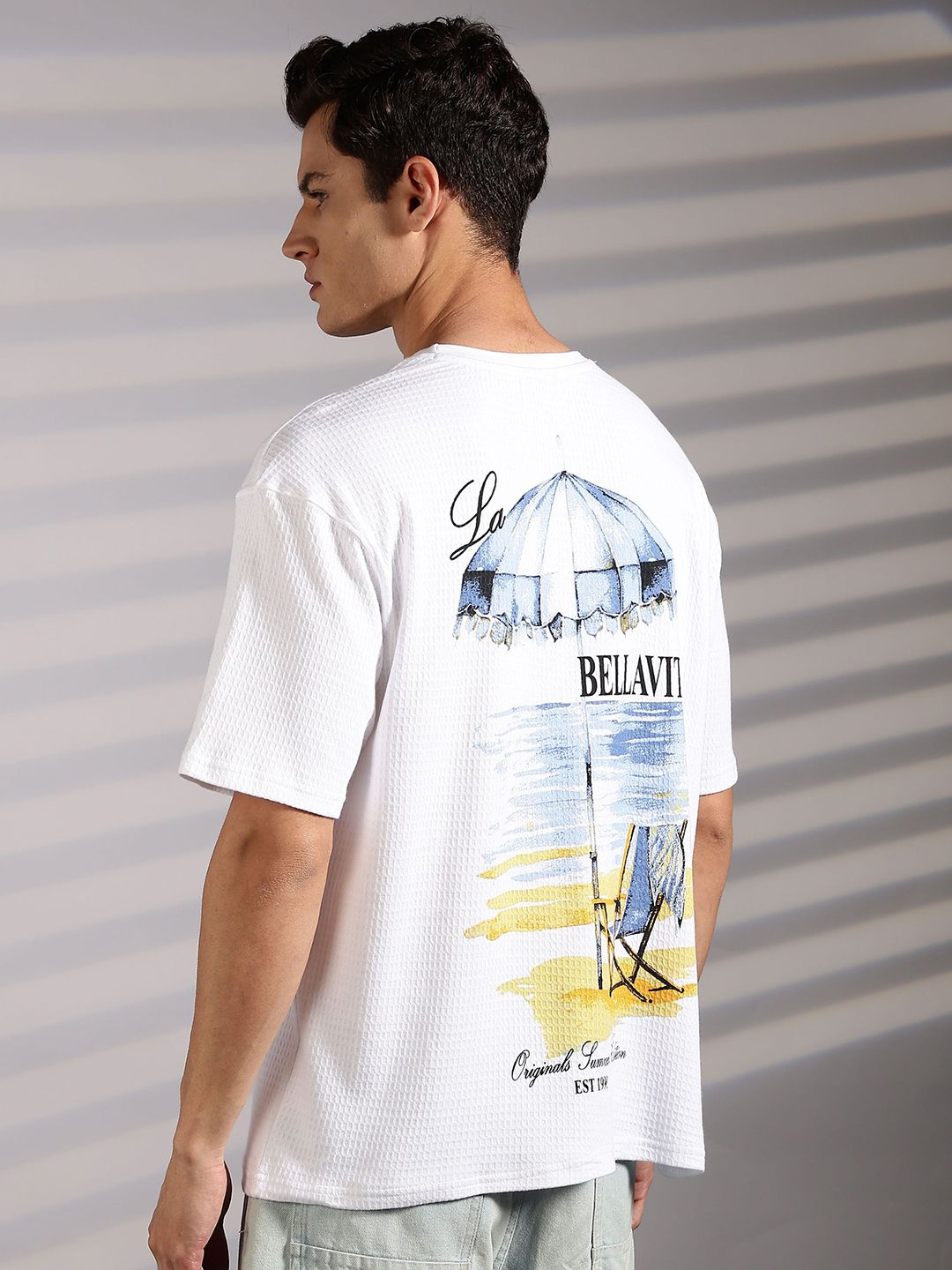 Eszett French Sunset Textured Cotton Oversized Tshirt