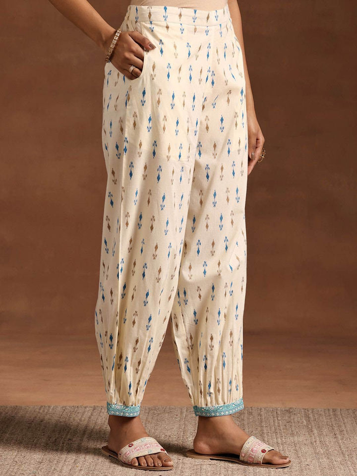 Libas Women Floral Printed Empire Beads and Stones Pure Cotton Kurta with Salwar