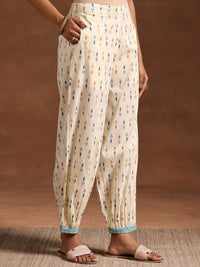 Libas Women Floral Printed Empire Beads and Stones Pure Cotton Kurta with Salwar