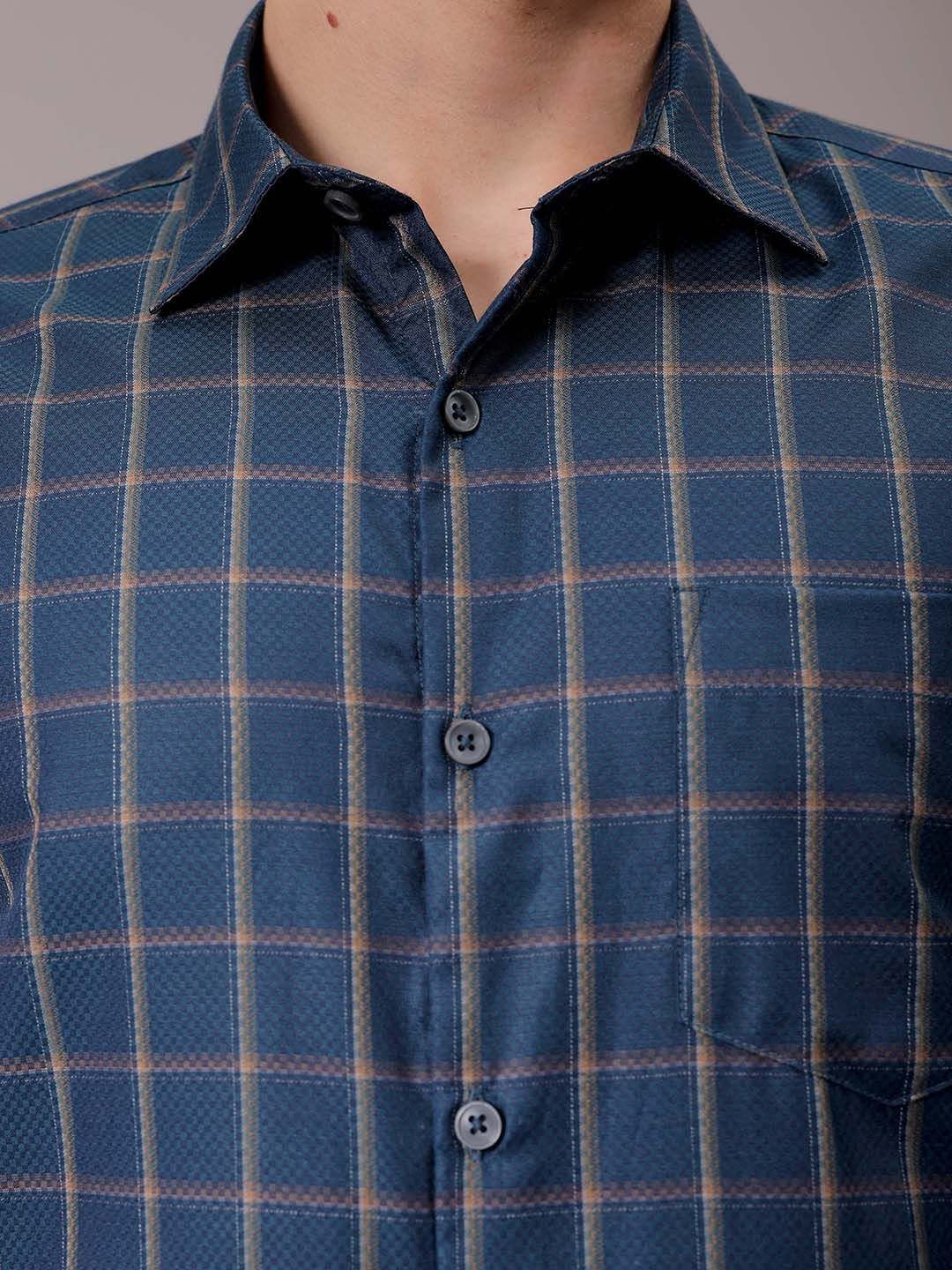 The Indian Garage Co. X Luxe Men Spread Collar Micro Checked Slim Fit Formal Shirt