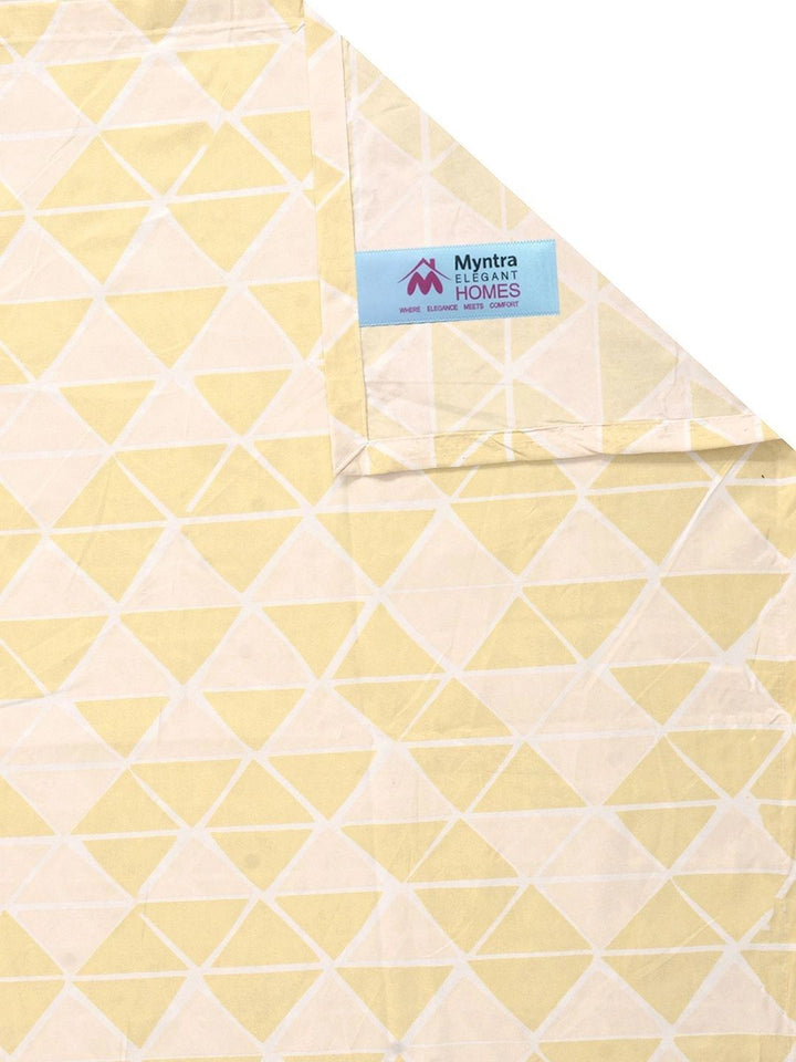 Myntra Elegant Homes Yellow & White Geometric 300 TC King Cadar dengan 2 Sarung Bantal