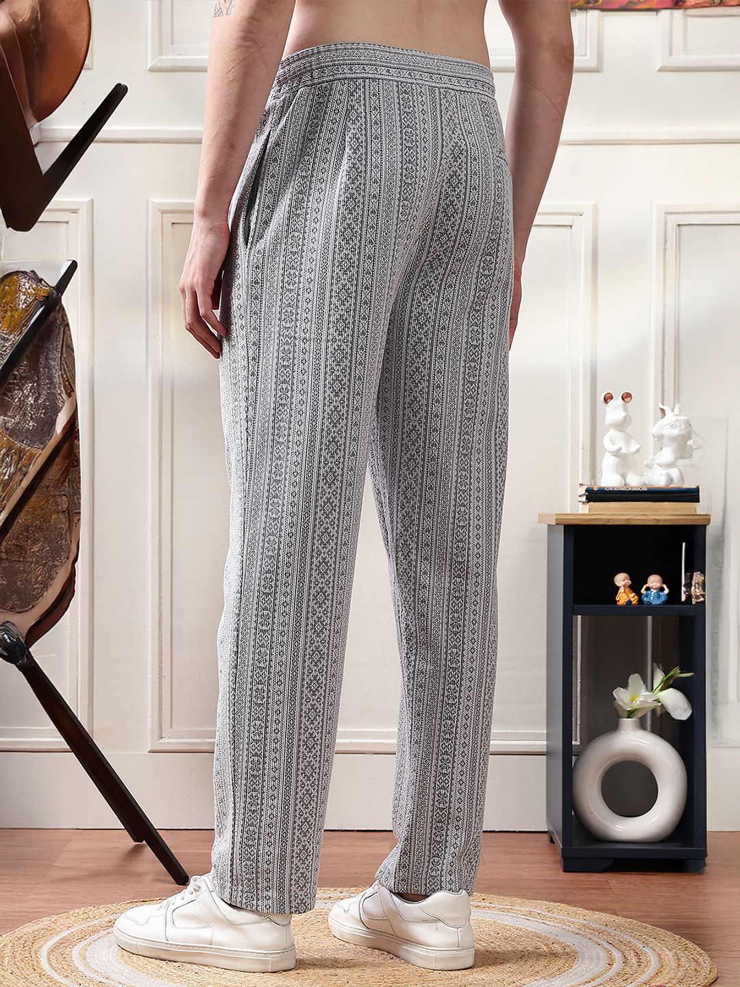Eszett Ethnic Motifs Printed Jacquard Spread Collar Pure Cotton Shirt With Trouser