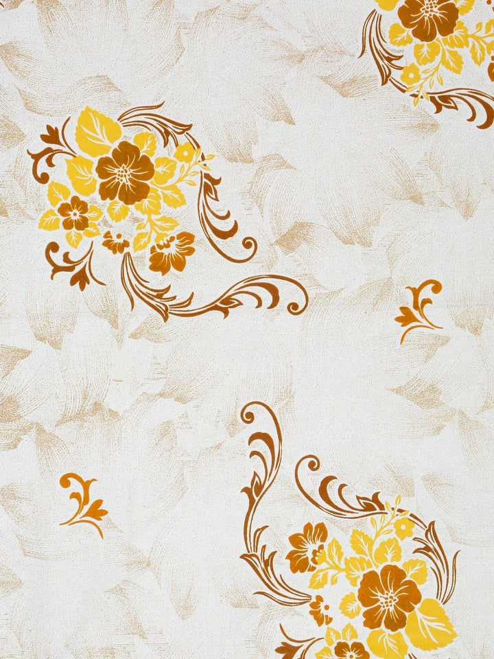 KLOTTHE Yellow Floral Pure Cotton 400 TC King Fine Bedsheet with 2 Pillow Covers-98 x 89 inches