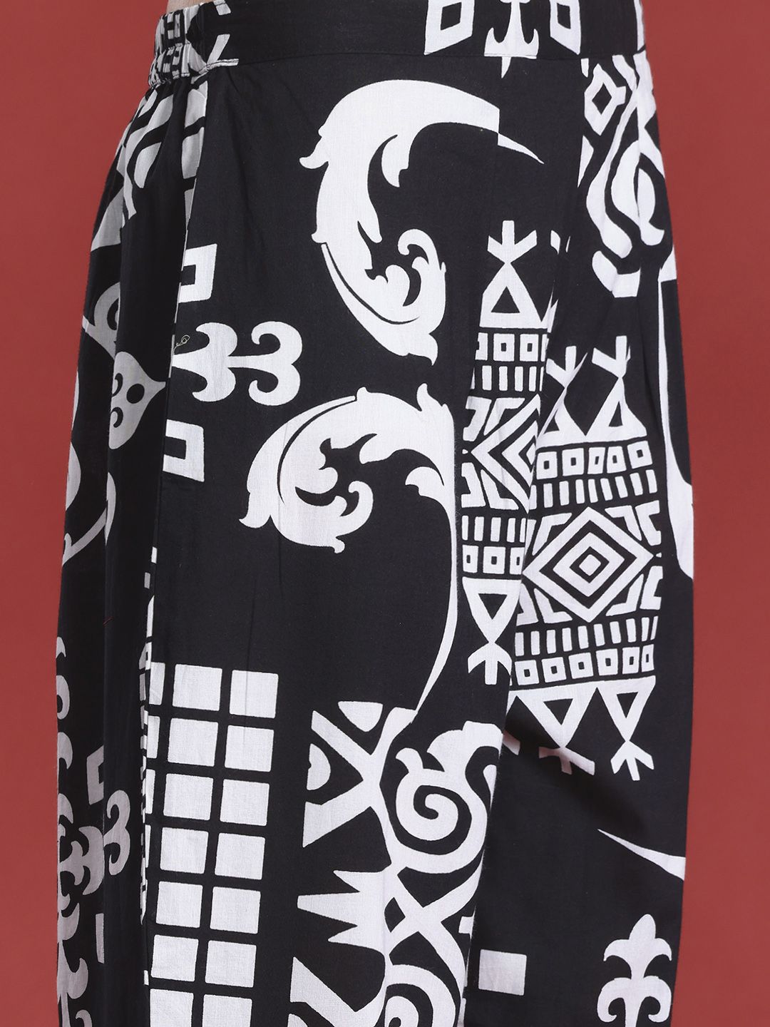 Indo Era Ethnic Motifs Printed Pleated Pure Cotton Kurta with Trousers