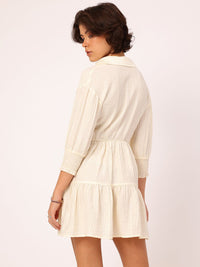 DressBerry Adorable Allure Crinkled Textured Tiered Mini Shirt Style Dress