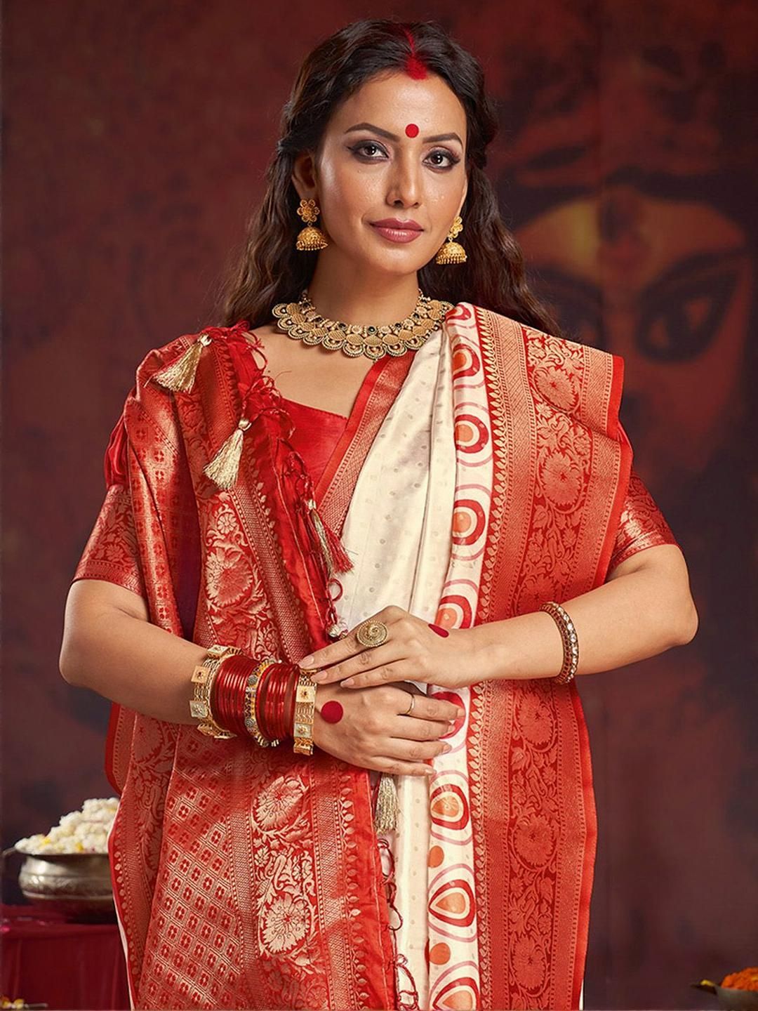 Saree mall Floral Satin Baluchari Sarees