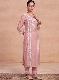 Rumah Wanita Chikankari Motif Etnik Bersulam Kurta Chikankari Biasa dengan Seluar