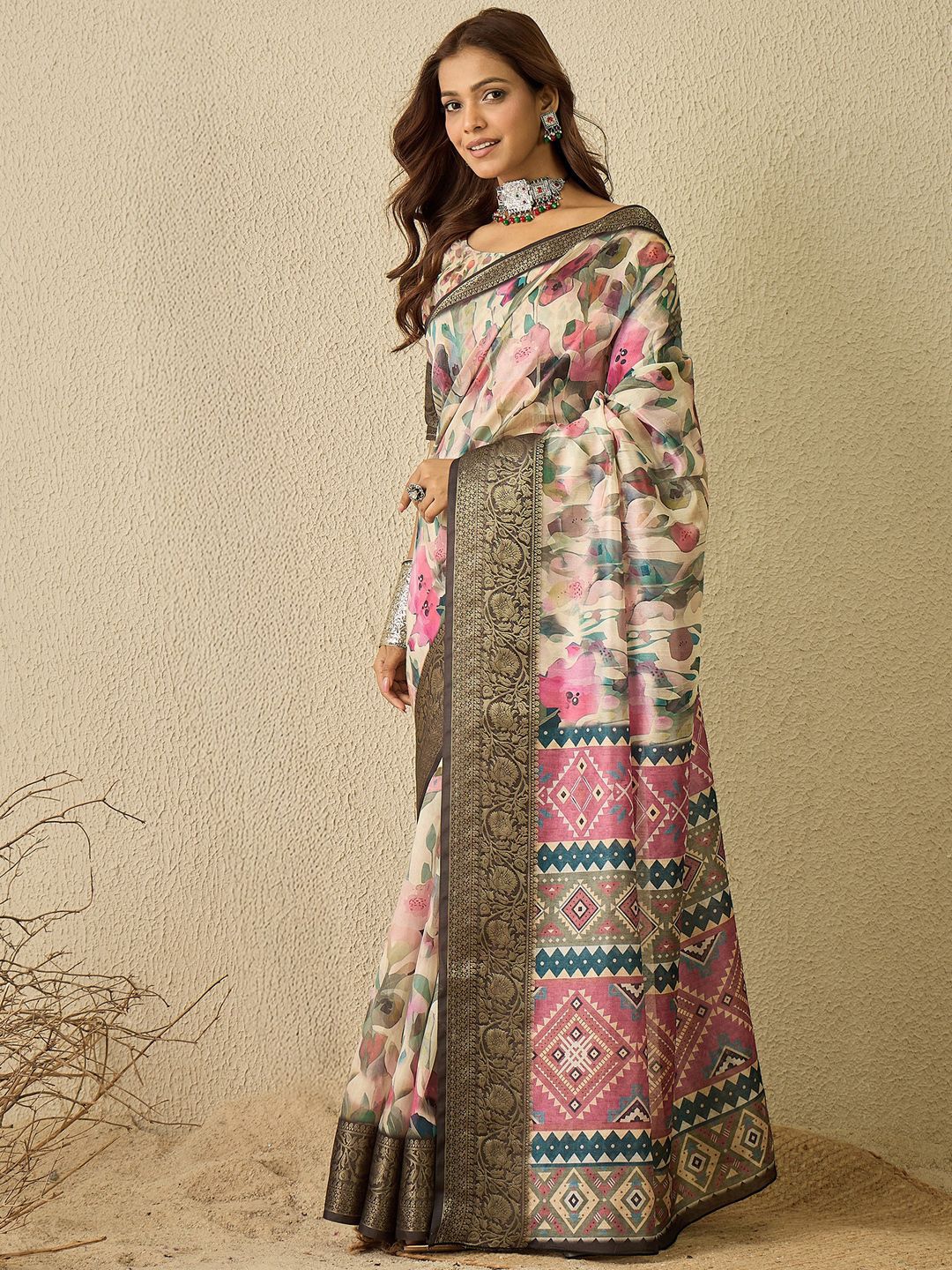 Saree mall Organza Designer Sungudi Sarees