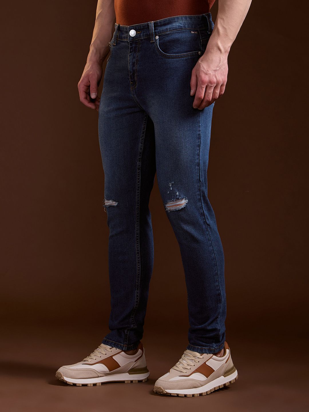 THE BEAR HOUSE Men Slim Fit Slash Knee Stretchable Jeans