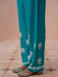 Rumah Chikankari Kurta Chikankari Biasa Wanita dengan Seluar