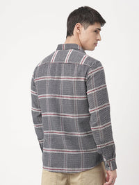 VASTRADO Men Classic Fit Spread Collar Textured Cotton Casual Shirt