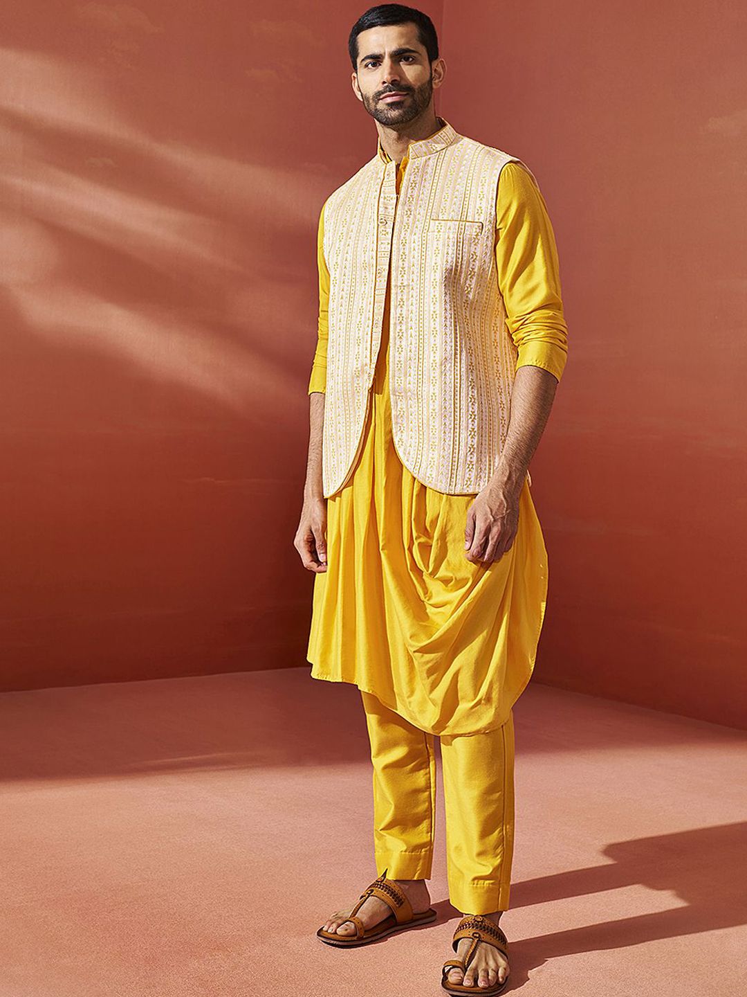 Vastramay Men Woven Design Nehru Jacket