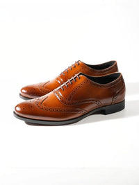 Monkstory Wingtip Oxford Lace-Up Brogues - Rich Tan