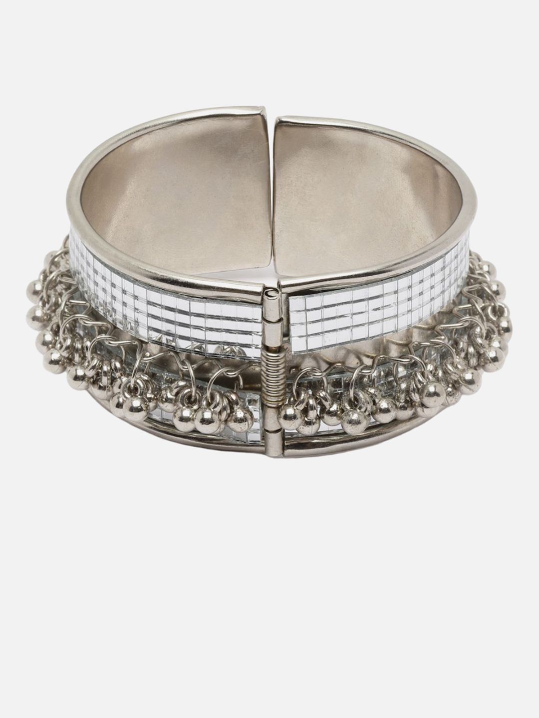 Anouk Silver-Plated Mirror Studded Bangle
