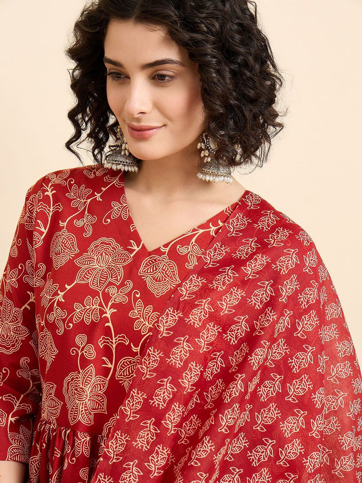 KALINI Women Floral Printed Regular Kurta with Trousers & With Dupatta