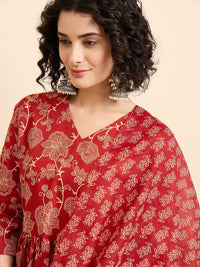 KALINI Women Floral Printed Regular Kurta with Trousers & With Dupatta
