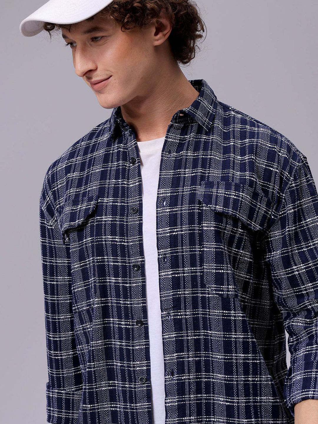 The Indian Garage Co Men Relaxed Fit Textured Checked Resortwear Shirt