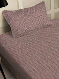 KLOTTHE  Brown Abstract 300TC Woollen Single Bedsheet & 1 Pillow Cover