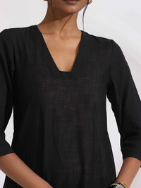 trueBrowns Schiffli V Neck Pure Cotton Straight Kurta with Trousers