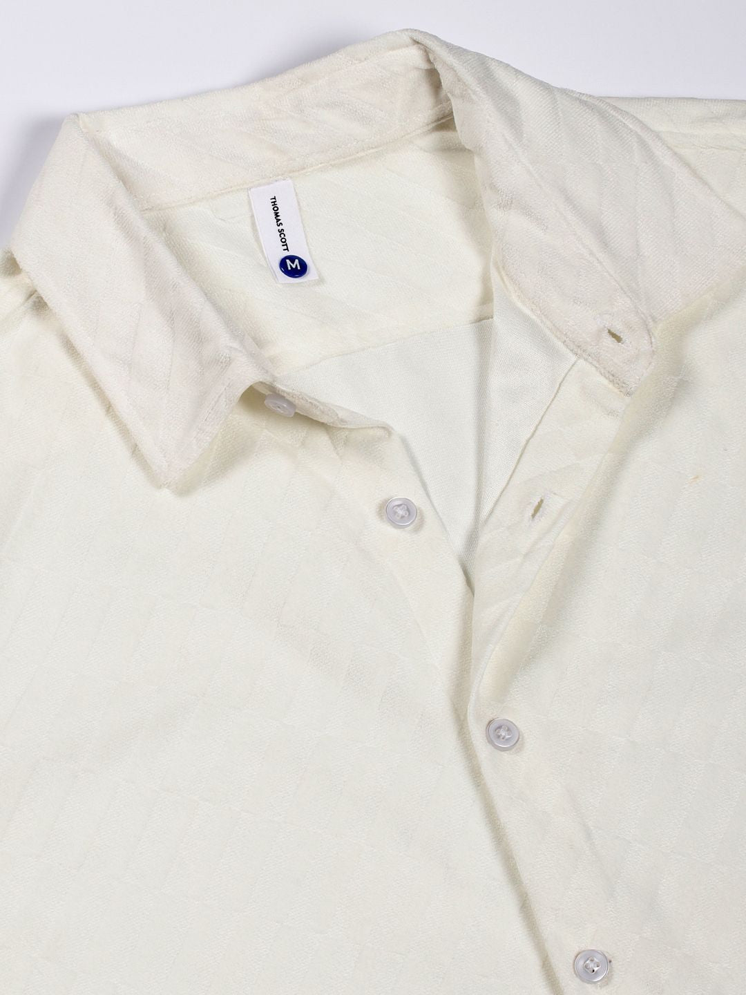 Thomas Scott Men Premium Spread Collar Textured Slim Fit Casual Shirt