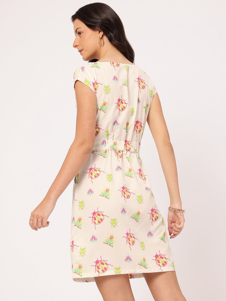 DressBerry Vacation Vibes Cinched Waist Conversational Print Sheath Dress