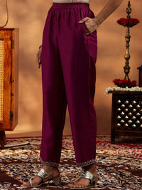Libas Floral Yoke Design Zari Regular A Line Kurta with Trousers & Dupatta