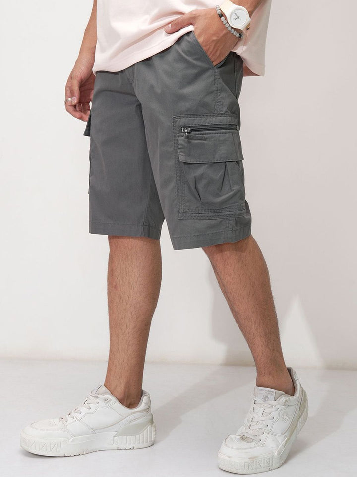 Highlander Men Regular Fit Mid-Rise Cotton Cargo Shorts